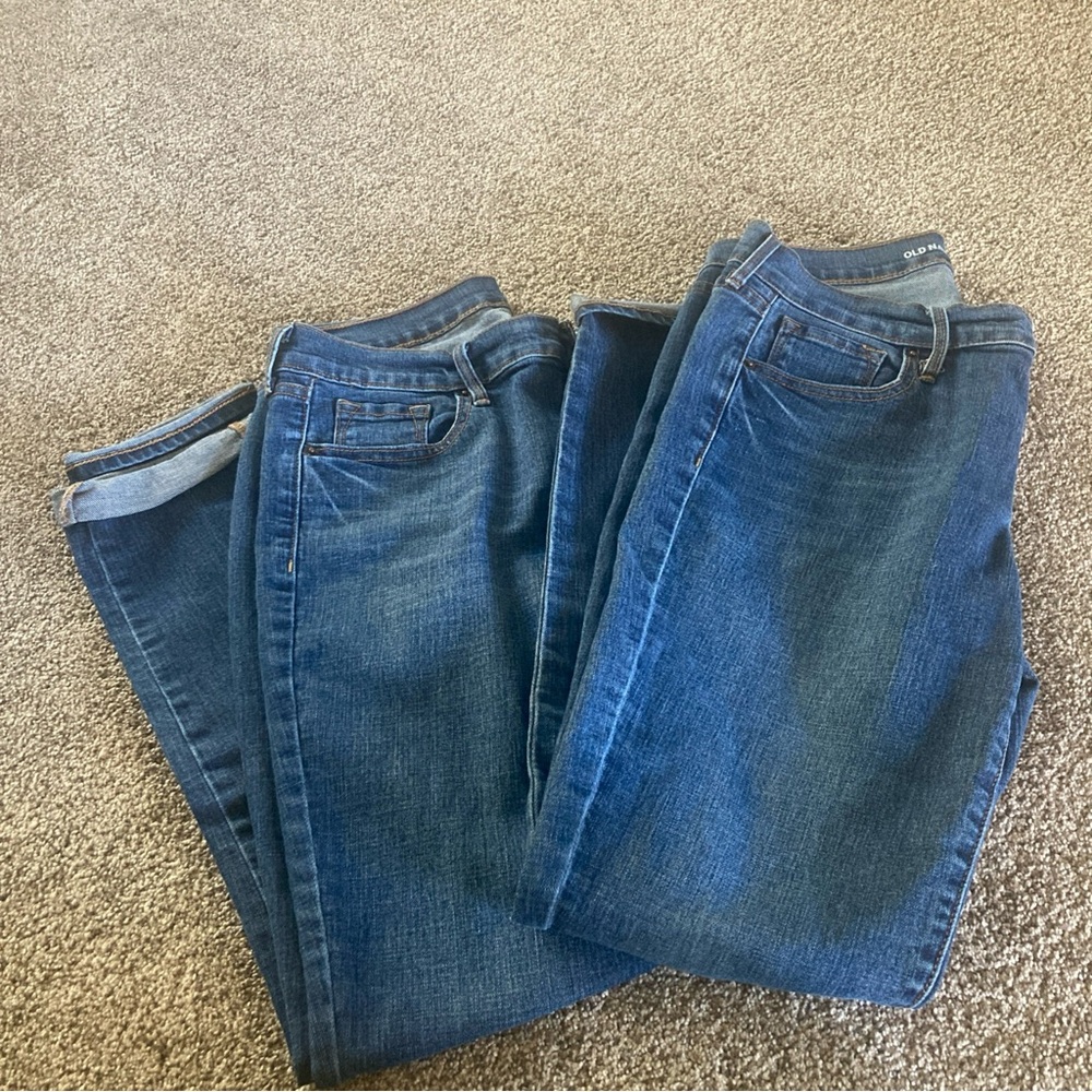 Old Navy Women’s Jeans Mid Rise Straight Med Wash Stretch Denim SZ 6x29 Lot of 2